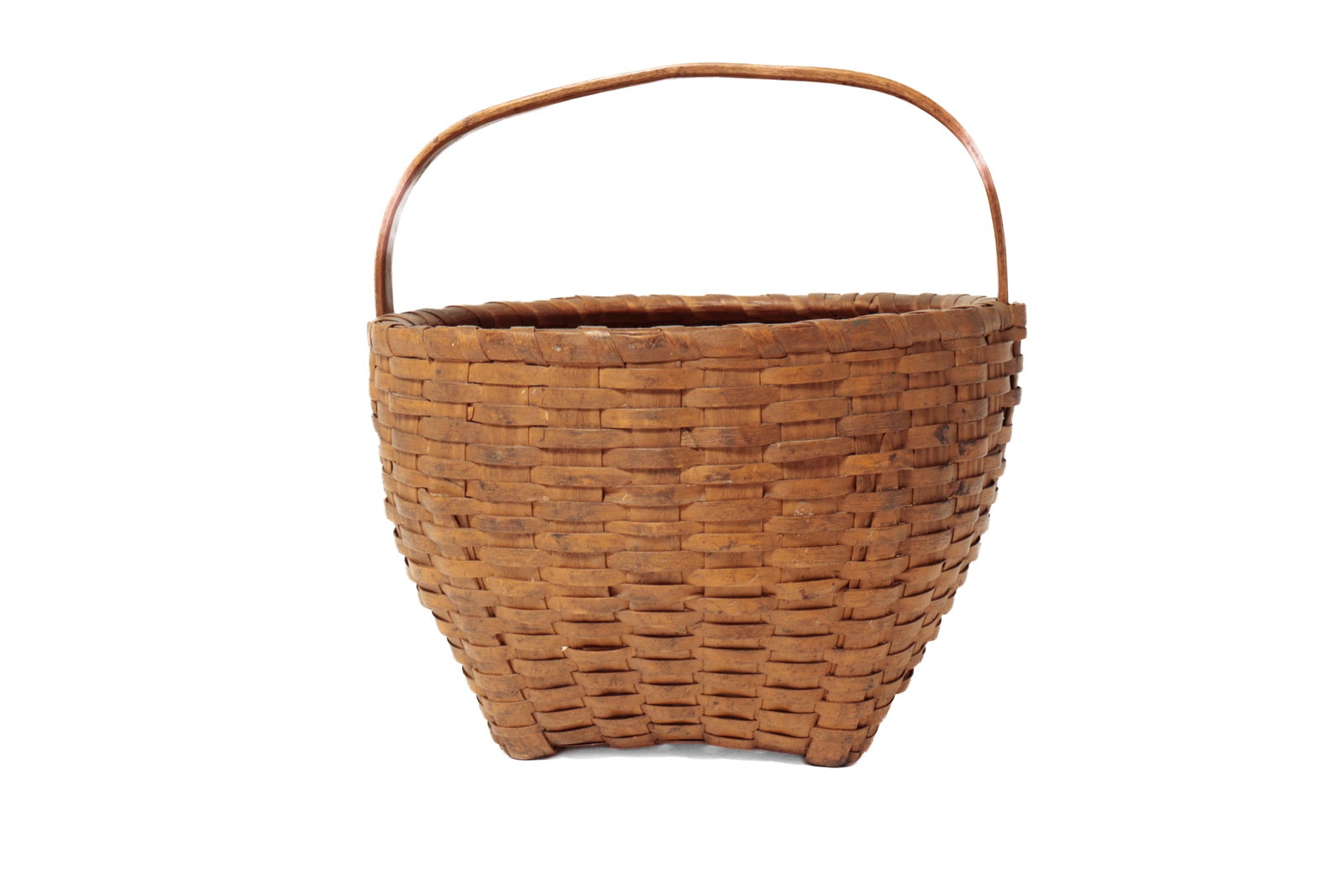 LARGE PAINTED HANDLED CAT’S HEAD BASKET. - 4