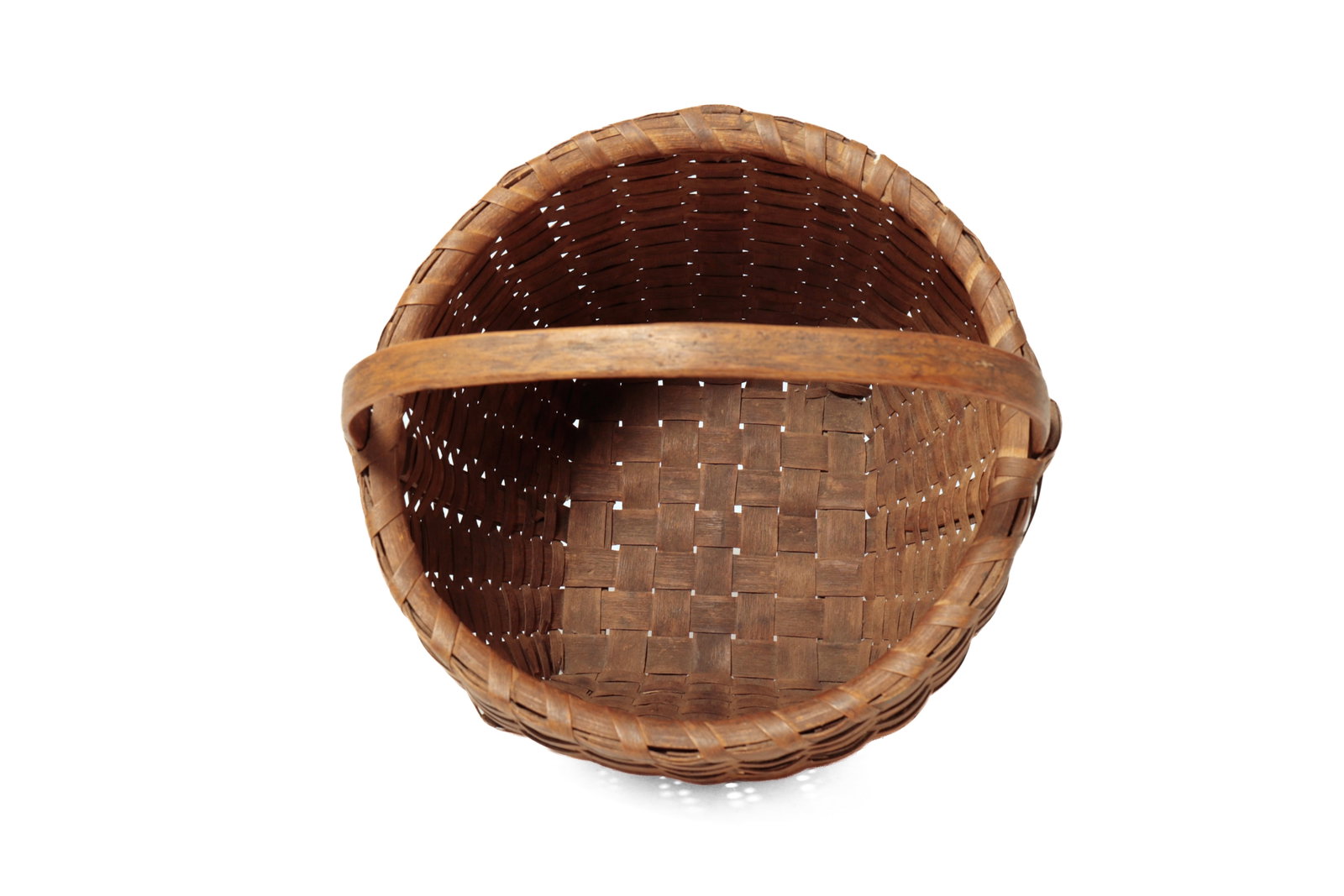LARGE PAINTED HANDLED CAT’S HEAD BASKET. - 6