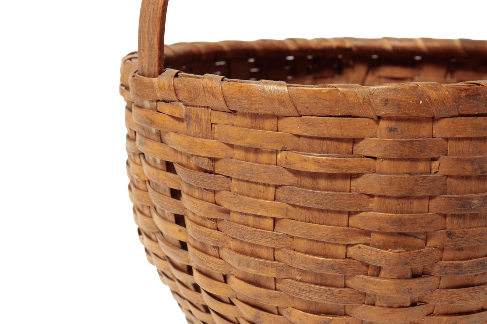 LARGE PAINTED HANDLED CAT’S HEAD BASKET. - 8
