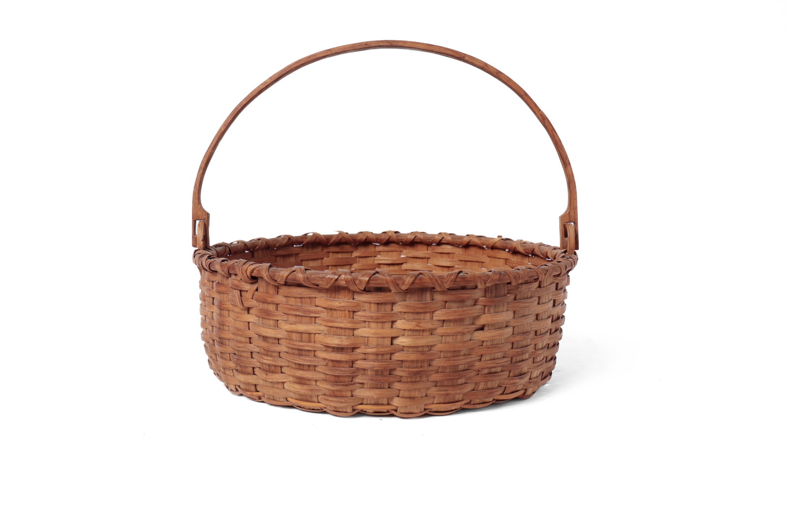 SWING HANDLED WOVEN SPLINT PIE BASKET. - 2