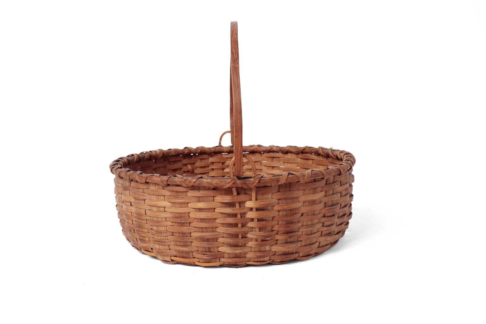 SWING HANDLED WOVEN SPLINT PIE BASKET. - 3