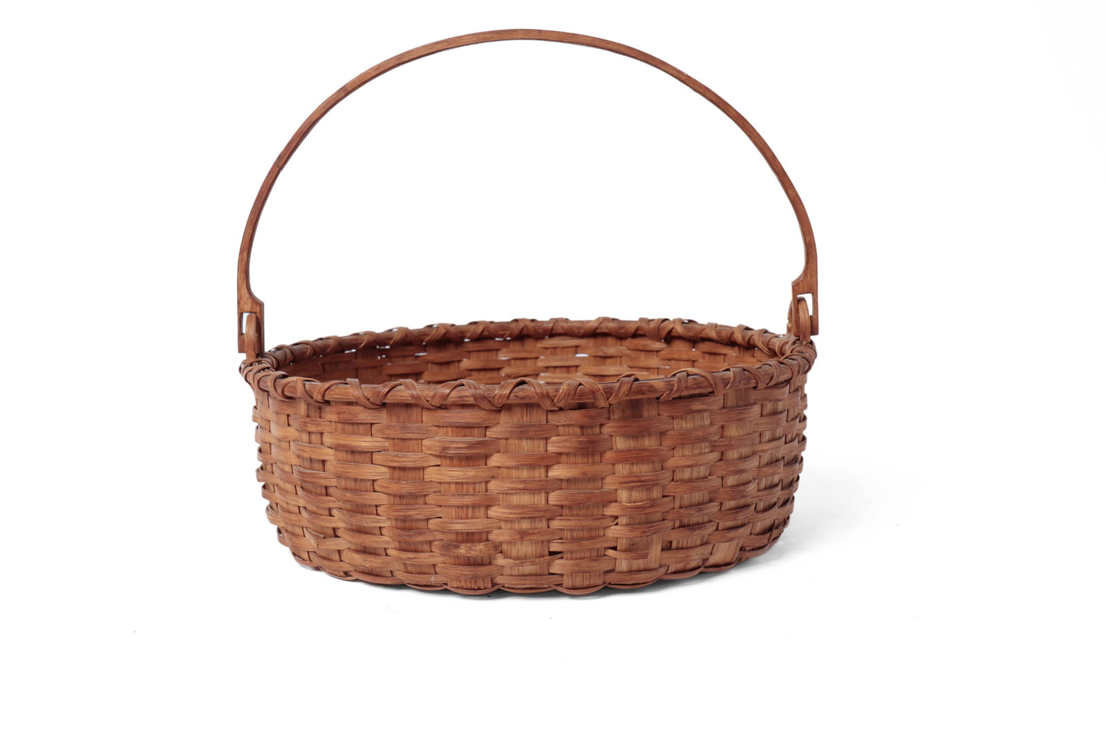 SWING HANDLED WOVEN SPLINT PIE BASKET. - 4