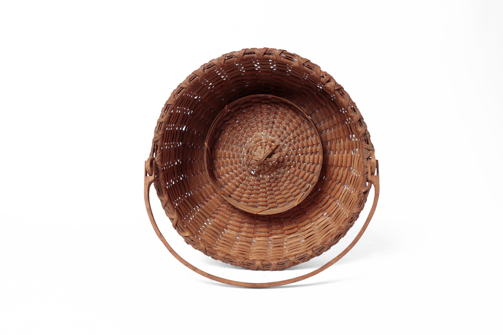 SWING HANDLED WOVEN SPLINT PIE BASKET. - 5