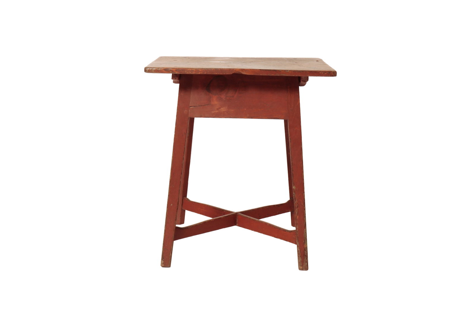 NEW ENGLAND HEPPLEWHITE SPLAY-LEG PIN TOP STAND WITH ORIGINAL RED WASH. (1 of 5)