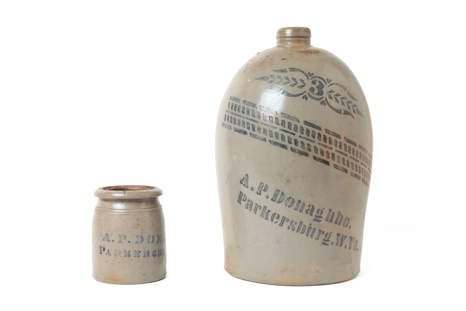 A.P. DONAGHHO STONEWARE JUG AND CANNING JAR. (1 of 19)
