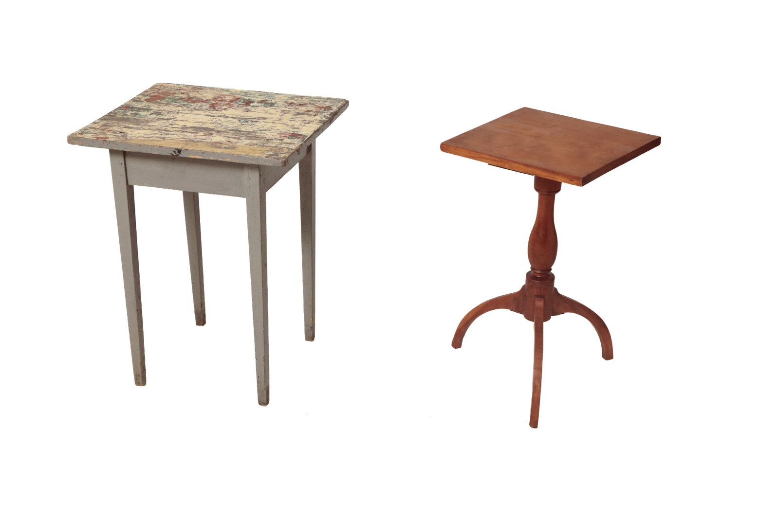 FEDERAL CANDLESTAND AND PAINTED HEPPLEWHITE STAND. (1 of 4)