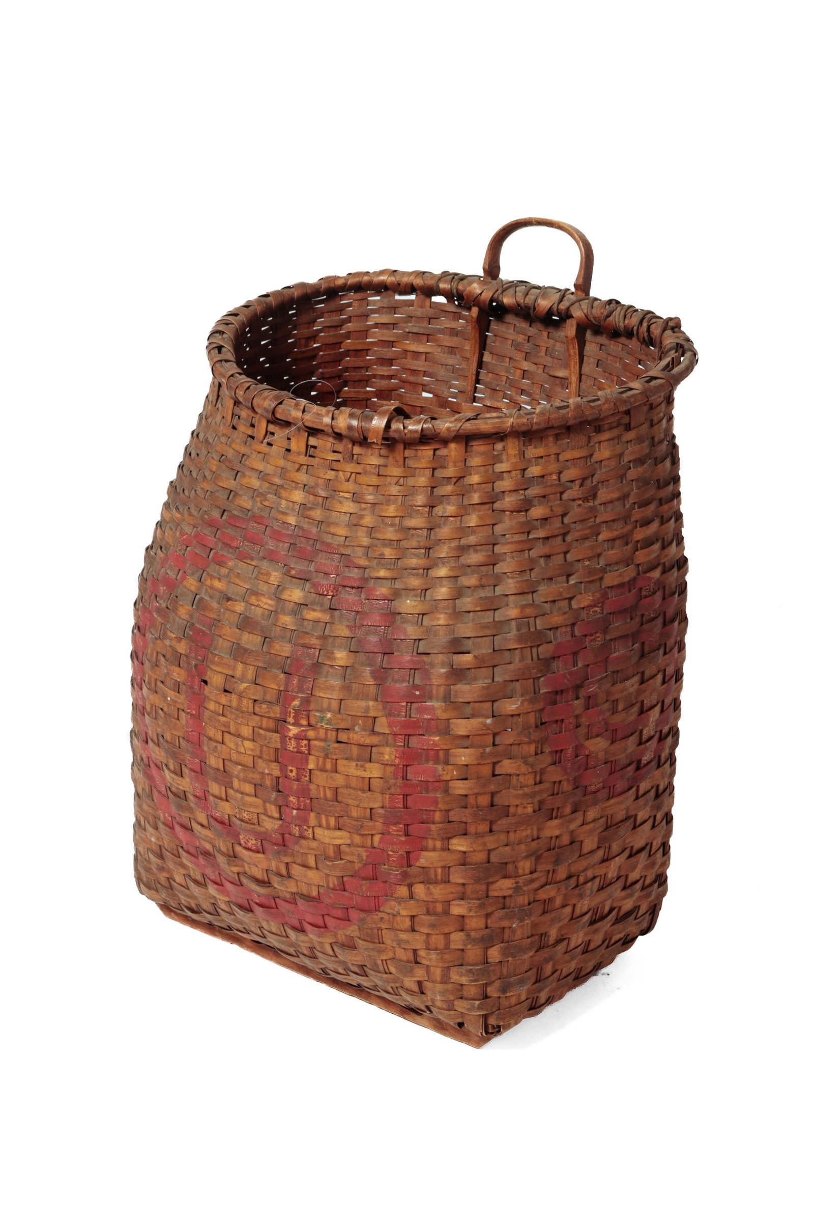 PAINT-DECORATED COMMODE WITH A SPLINT BASKET BACKPACK. - 10