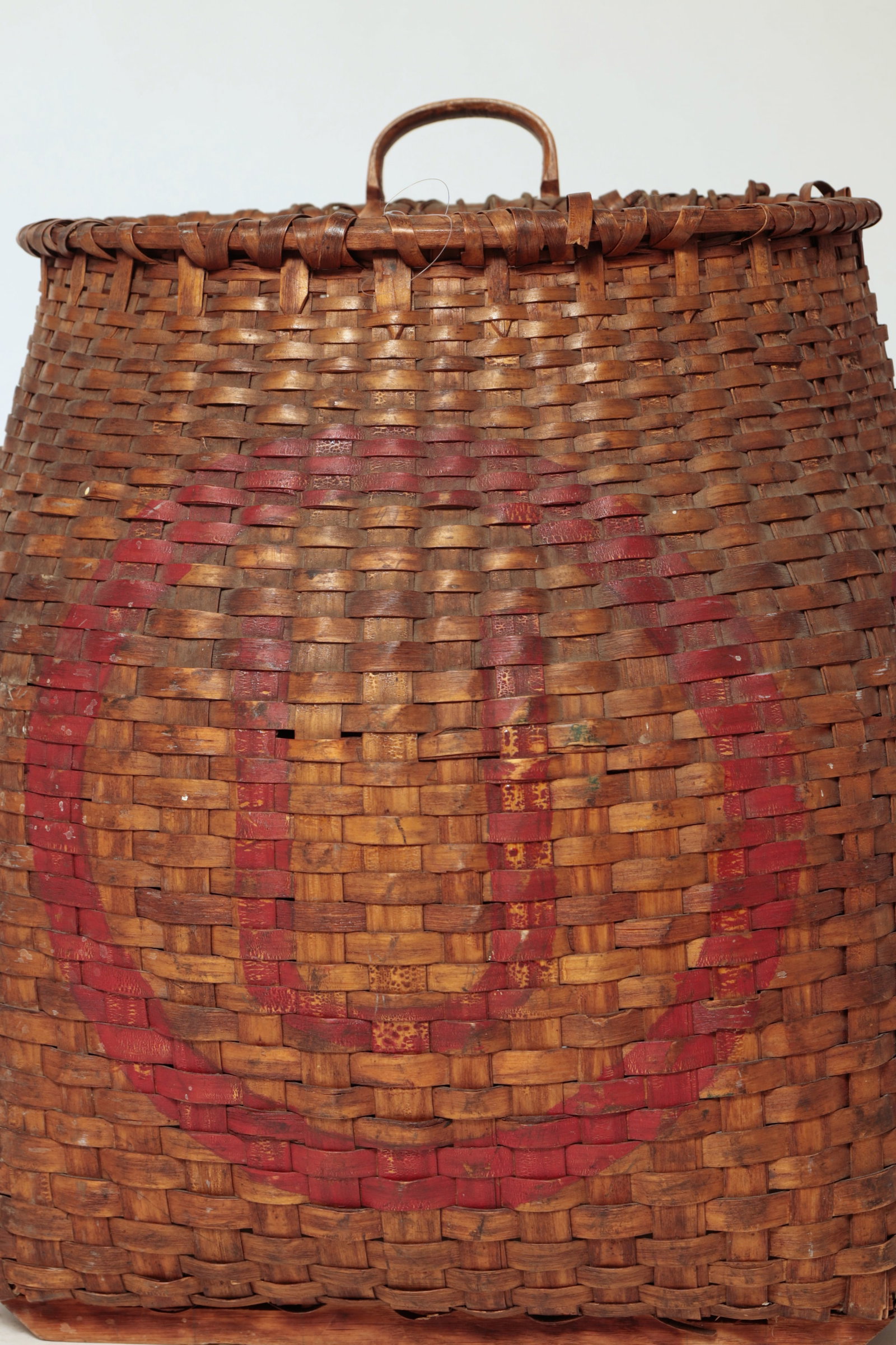 PAINT-DECORATED COMMODE WITH A SPLINT BASKET BACKPACK. - 15