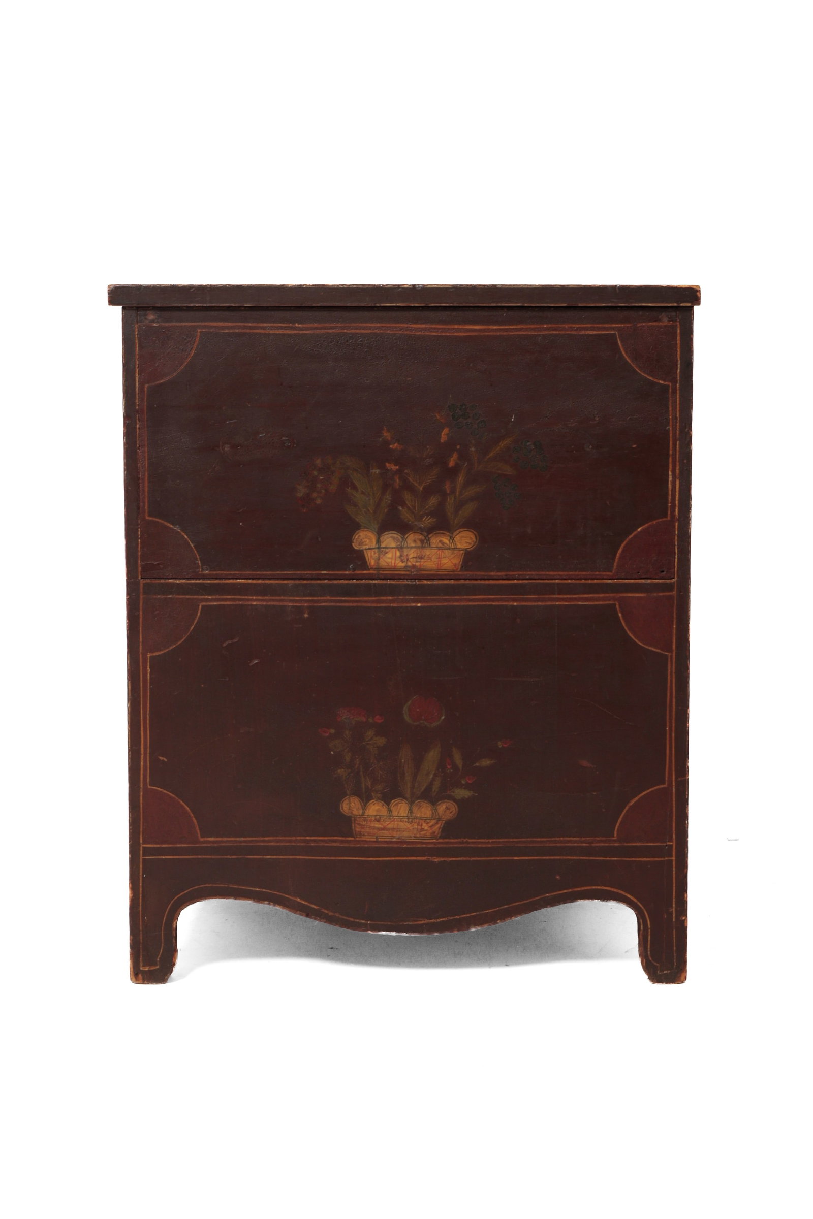 PAINT-DECORATED COMMODE WITH A SPLINT BASKET BACKPACK. - 3