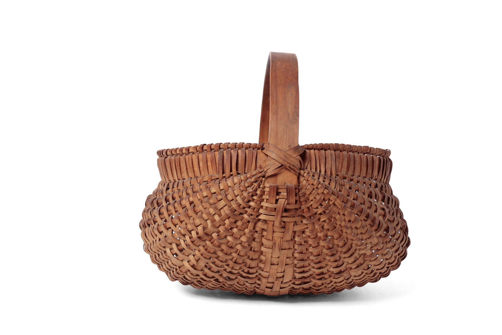 TWO WOVEN SPLINT BUTTOCKS BASKETS. - 6