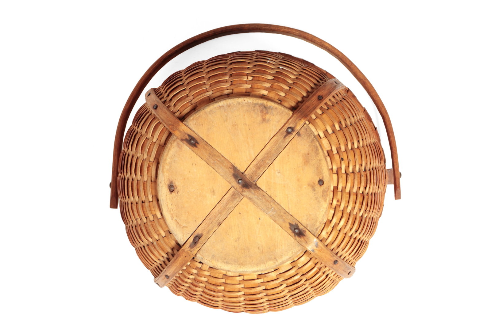THREE WOVEN SPLIT BASKETS WITH SWING HANDLES. - 10