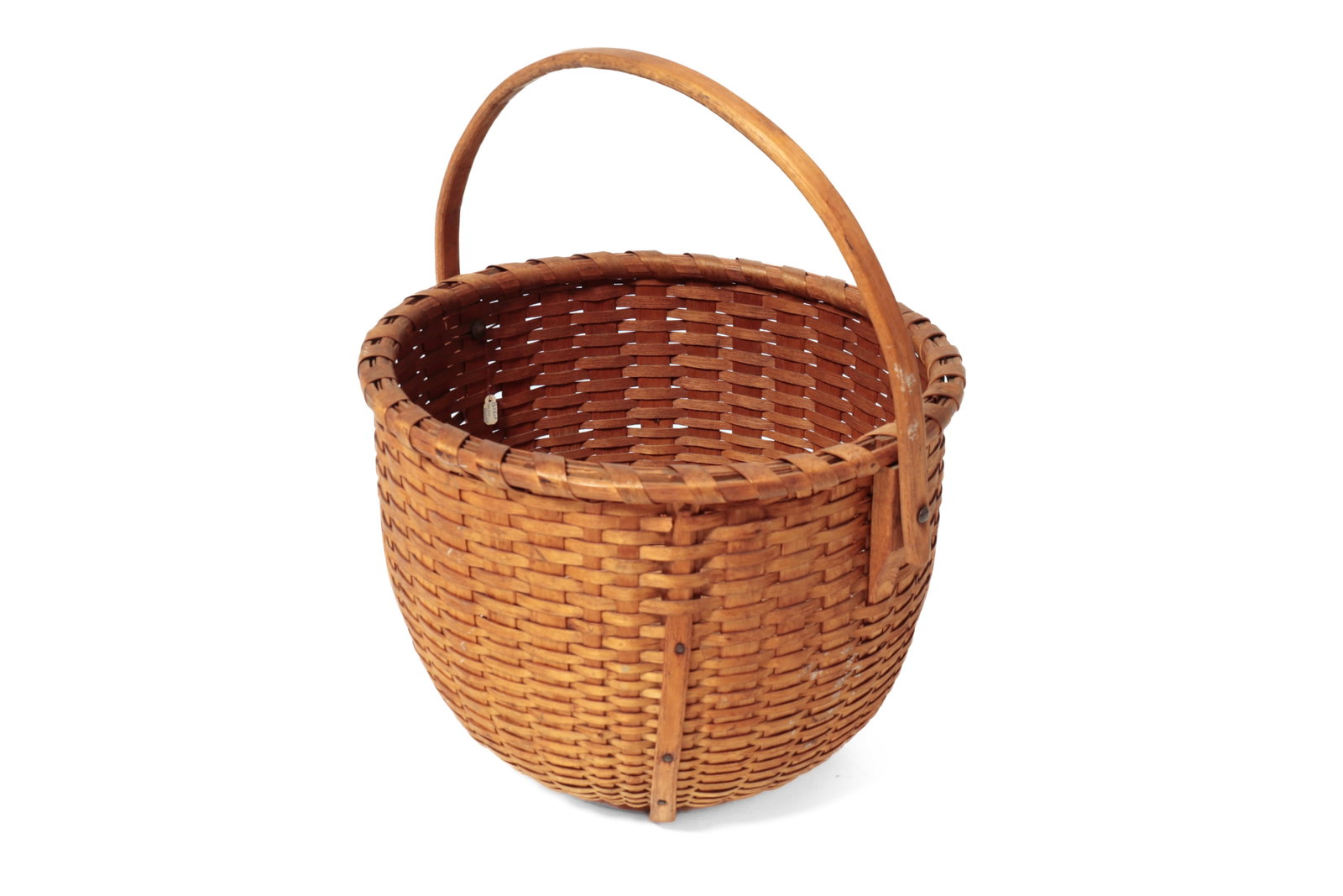 THREE WOVEN SPLIT BASKETS WITH SWING HANDLES. - 11