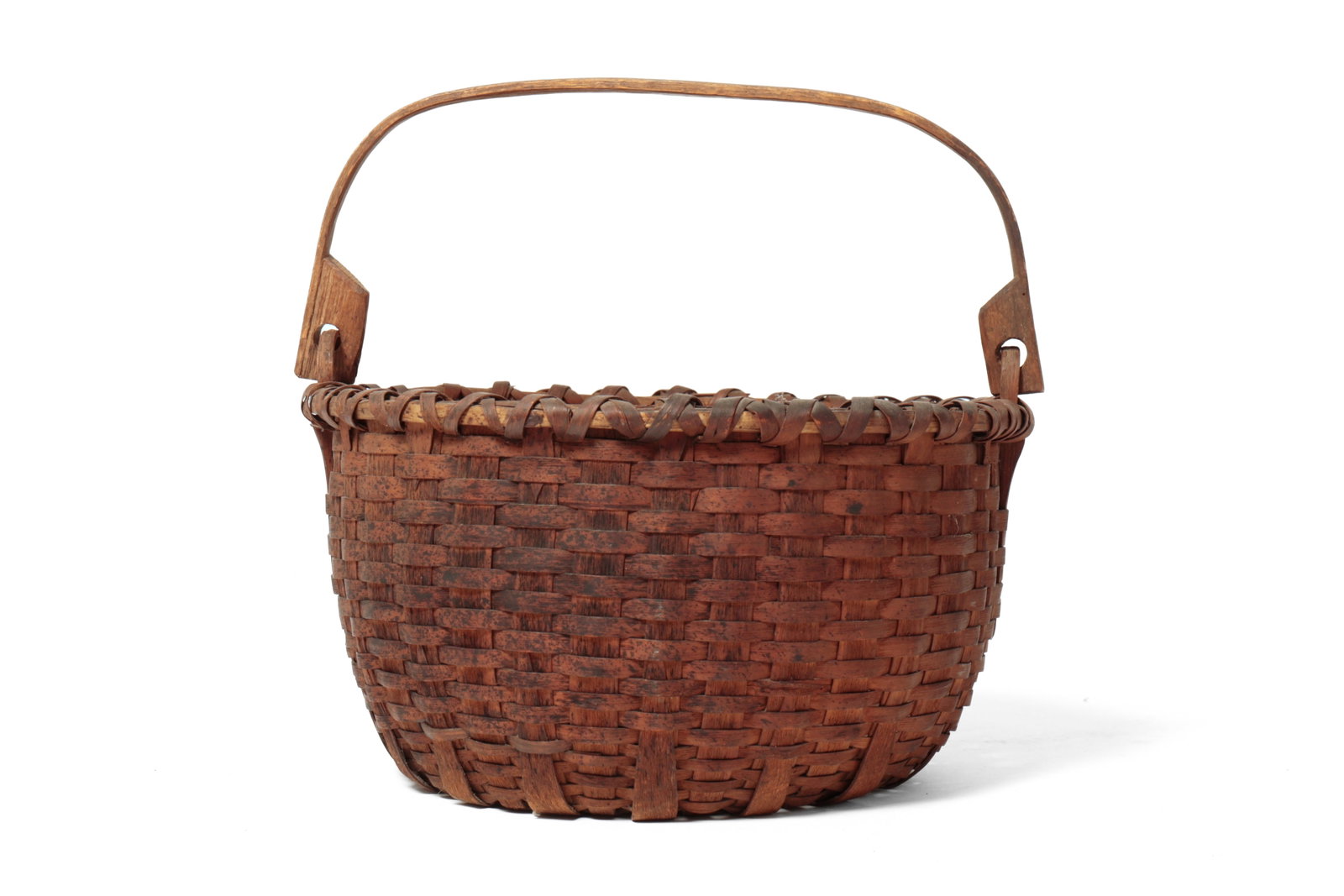 THREE WOVEN SPLIT BASKETS WITH SWING HANDLES. - 12