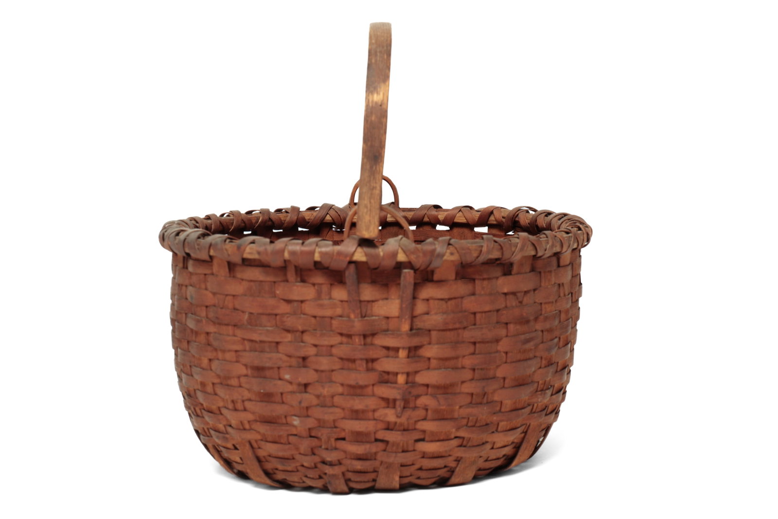 THREE WOVEN SPLIT BASKETS WITH SWING HANDLES. - 13