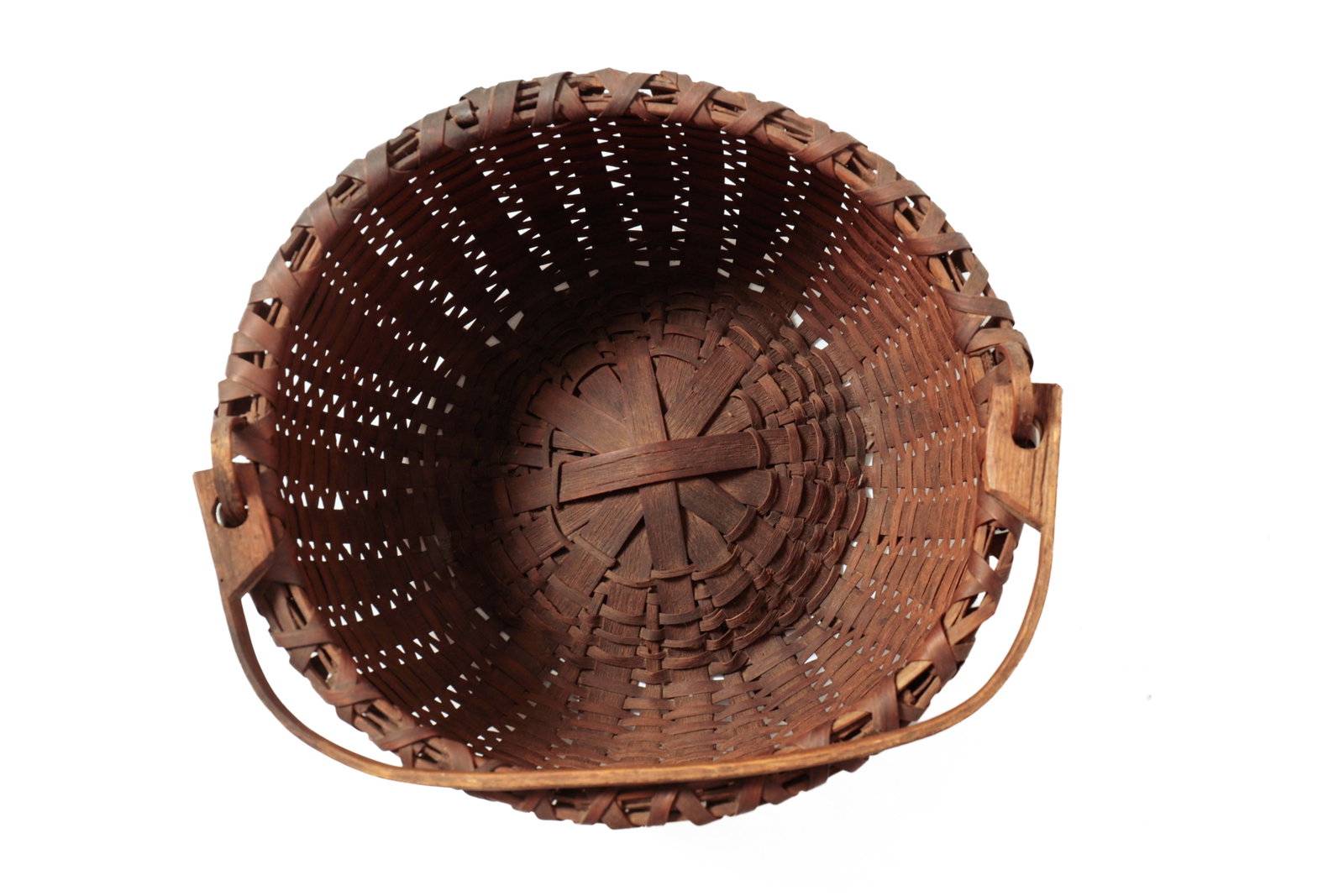 THREE WOVEN SPLIT BASKETS WITH SWING HANDLES. - 14