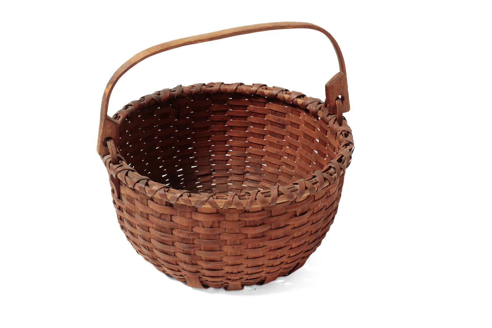 THREE WOVEN SPLIT BASKETS WITH SWING HANDLES. - 16