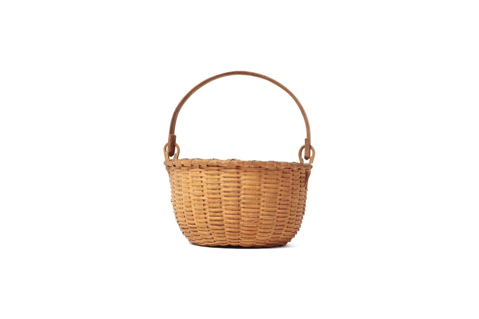 THREE WOVEN SPLIT BASKETS WITH SWING HANDLES. - 2