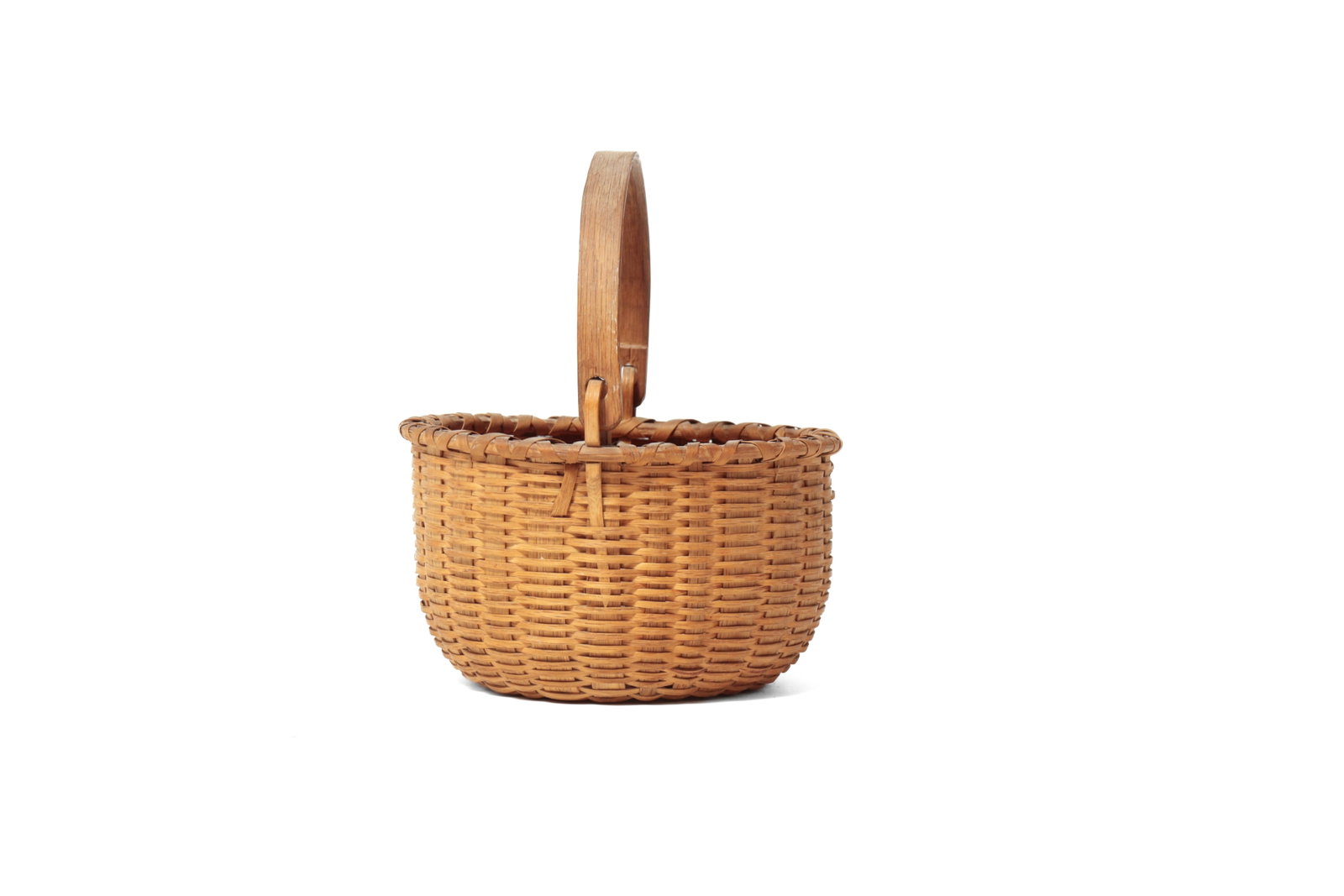 THREE WOVEN SPLIT BASKETS WITH SWING HANDLES. - 3