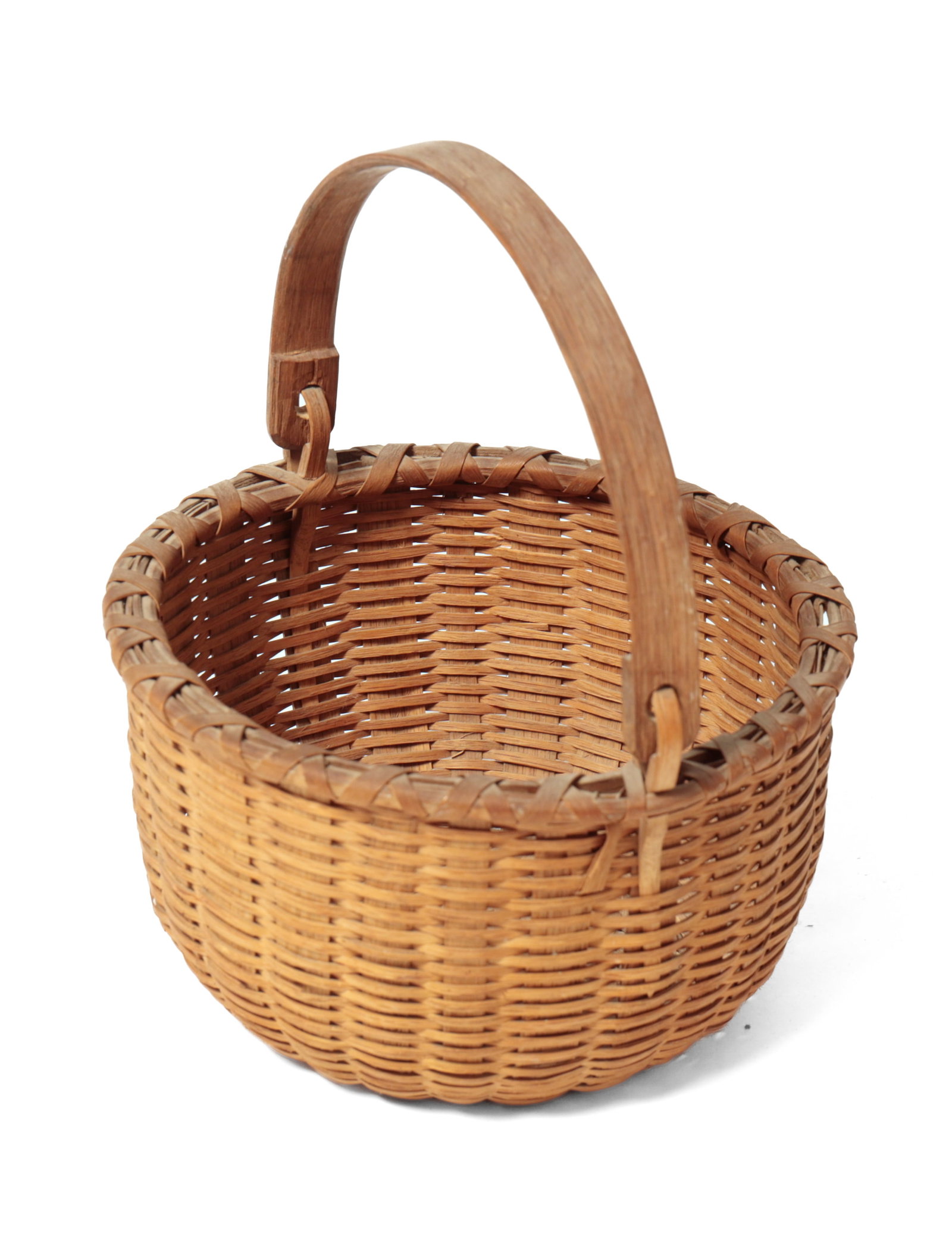 THREE WOVEN SPLIT BASKETS WITH SWING HANDLES. - 4