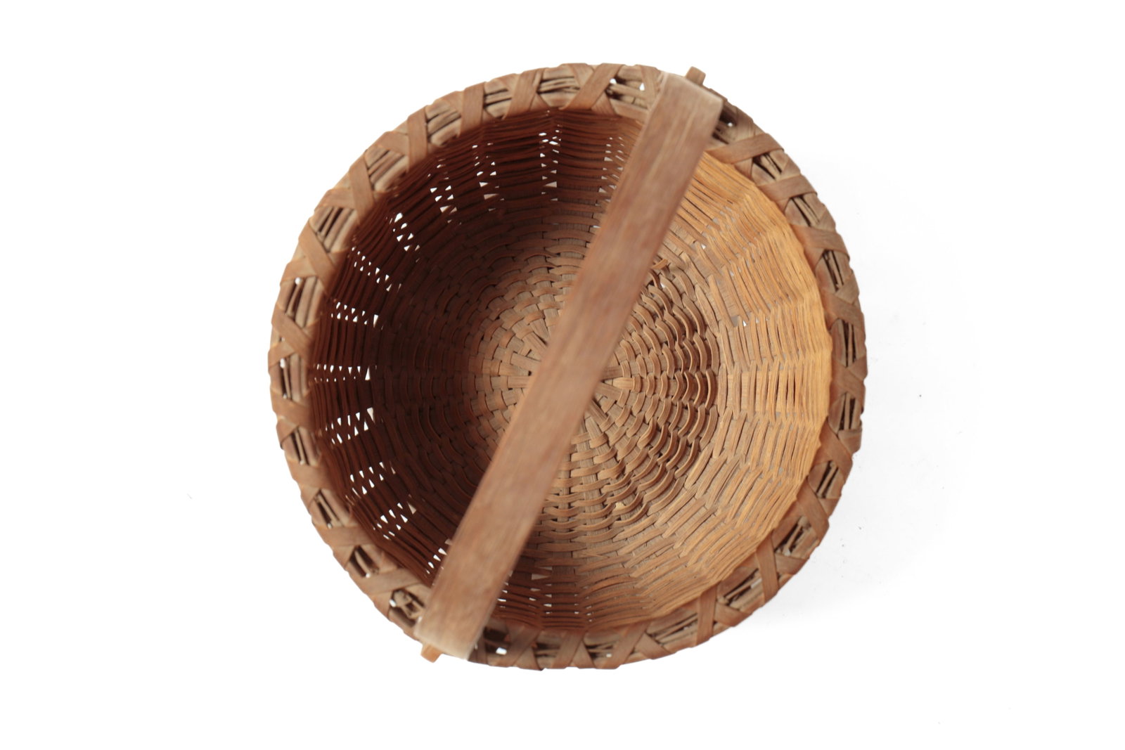 THREE WOVEN SPLIT BASKETS WITH SWING HANDLES. - 5