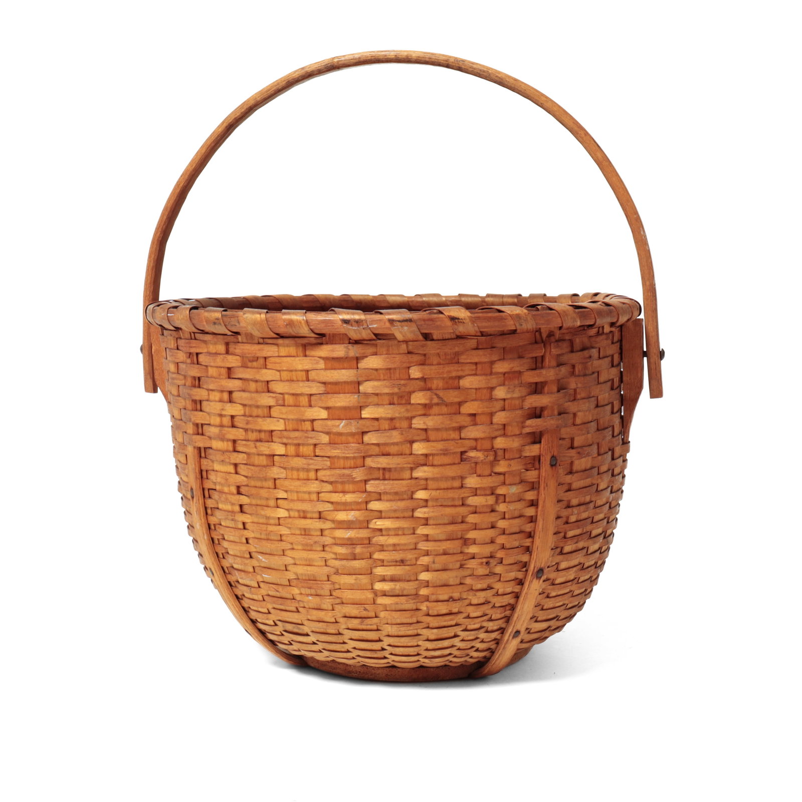 THREE WOVEN SPLIT BASKETS WITH SWING HANDLES. - 7