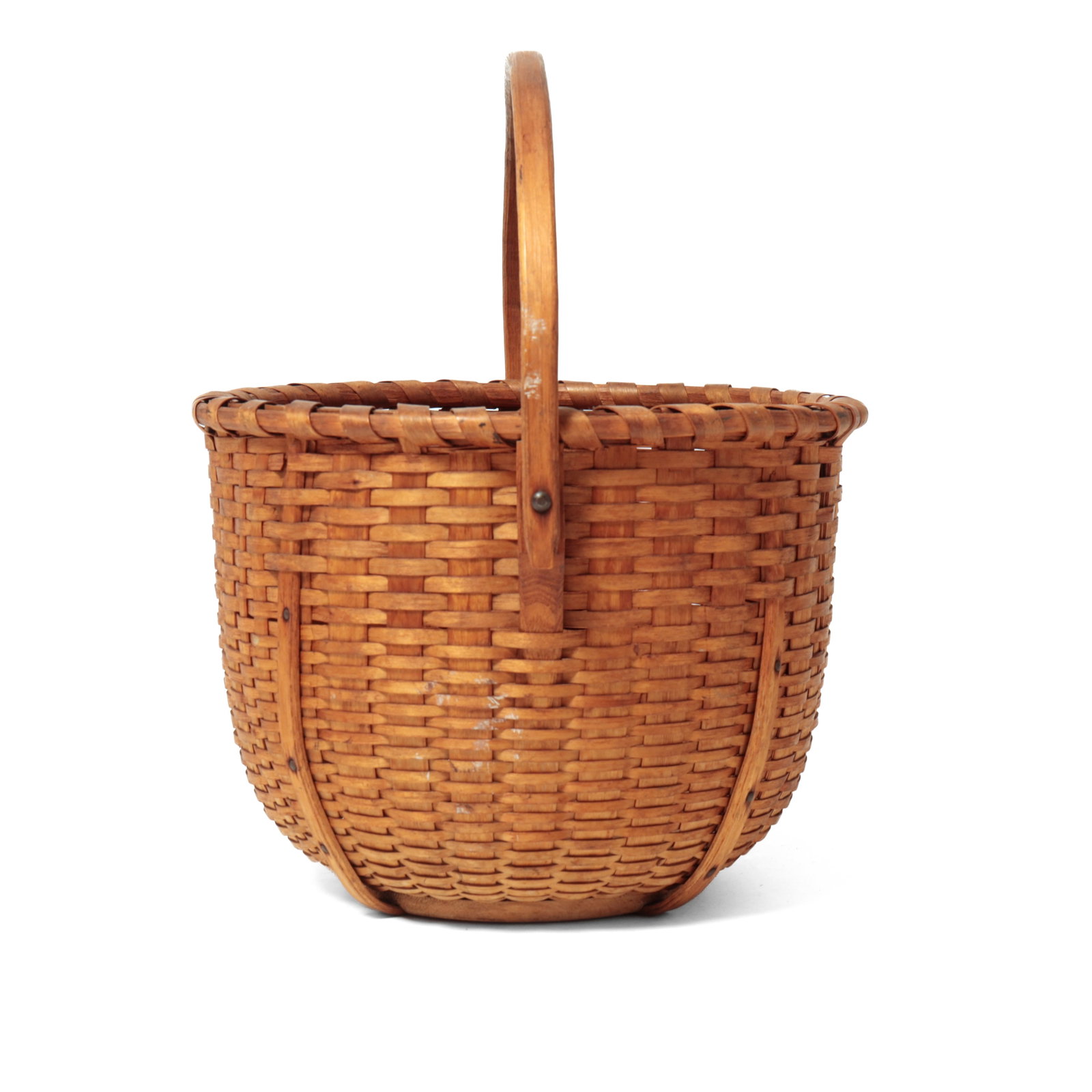 THREE WOVEN SPLIT BASKETS WITH SWING HANDLES. - 8