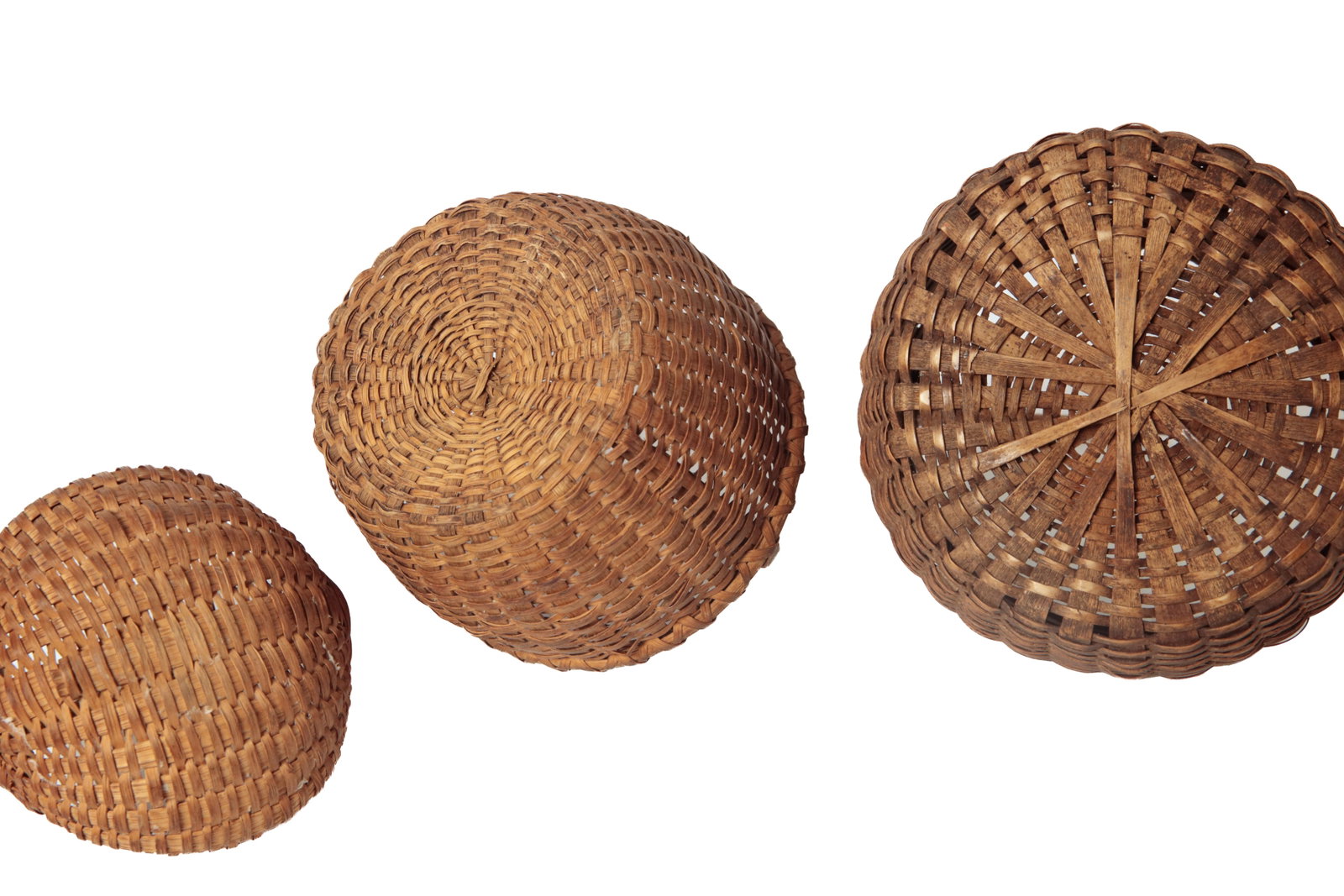 THREE DIMINUTIVE HANDLED BASKETS. - 11