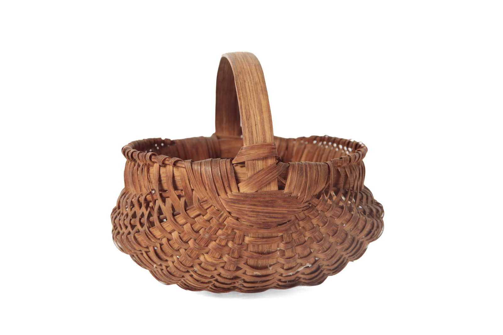 THREE DIMINUTIVE HANDLED BASKETS. - 4