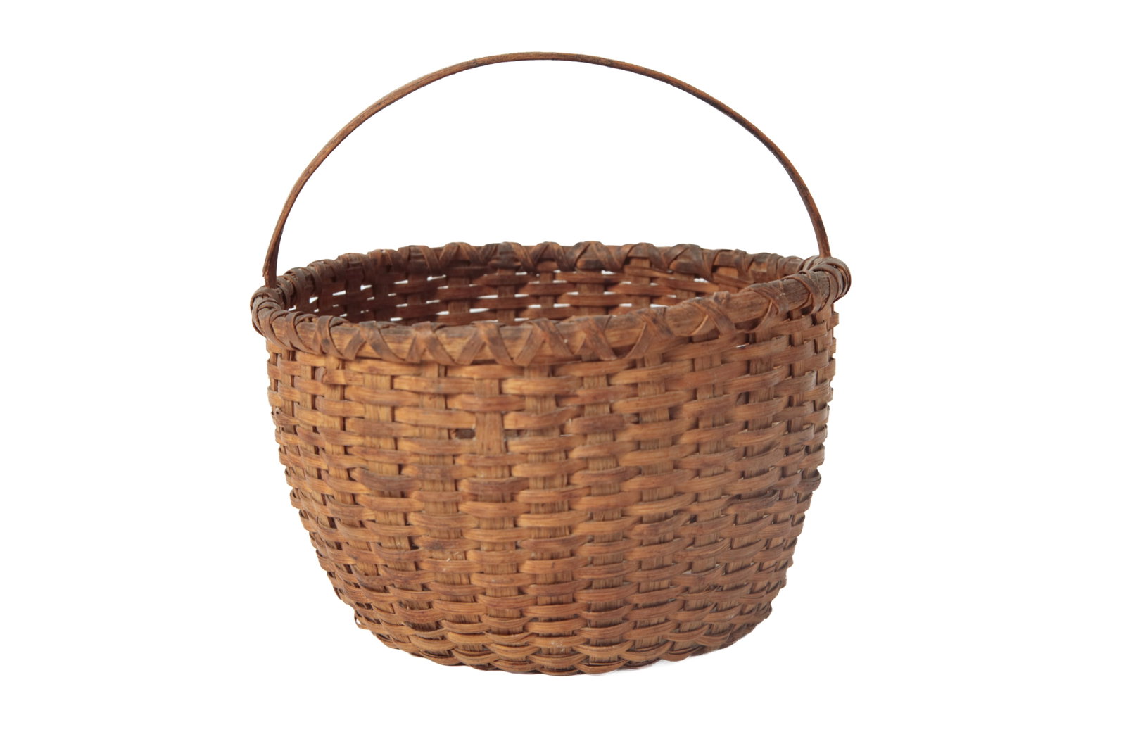 THREE DIMINUTIVE HANDLED BASKETS. - 6