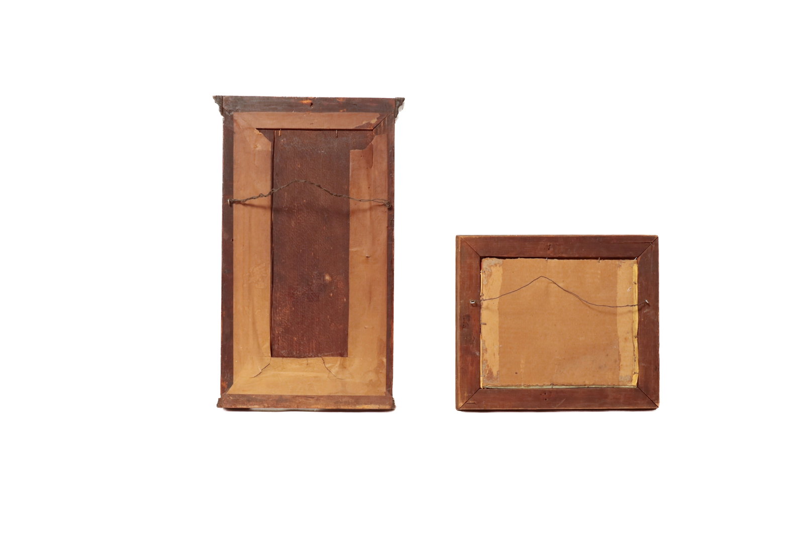 TWO FRAMED ITEMS WITH REVERSE PAINTED PANELS. - 2