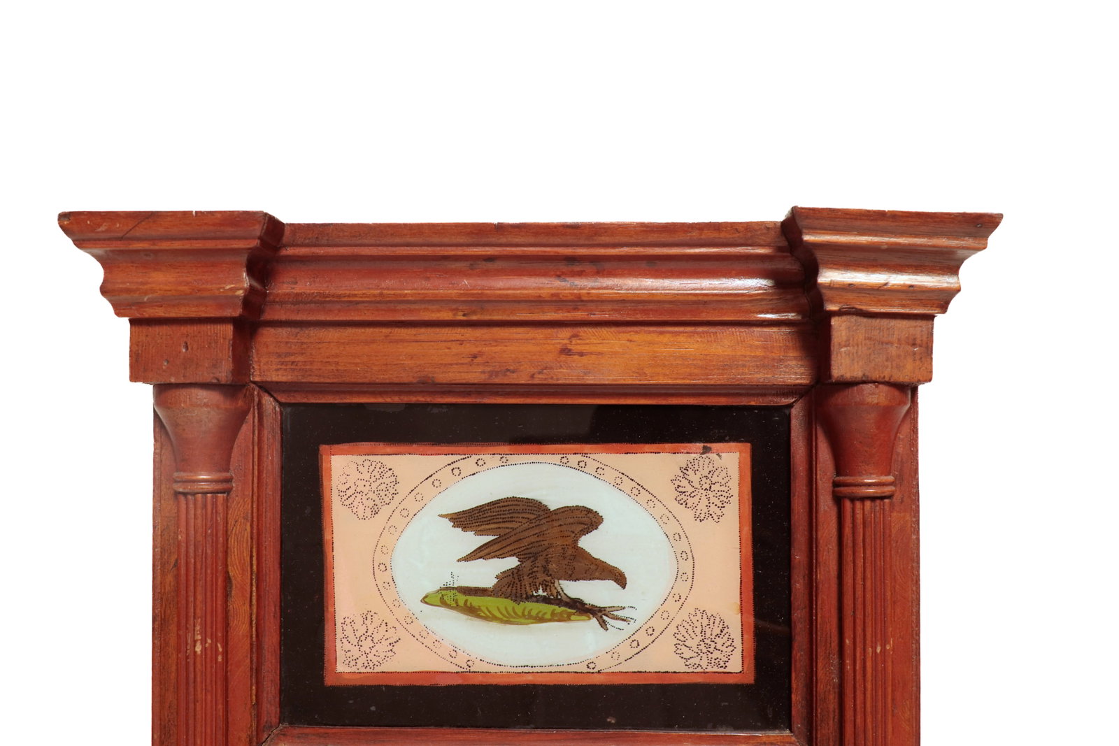 TWO FRAMED ITEMS WITH REVERSE PAINTED PANELS. - 3