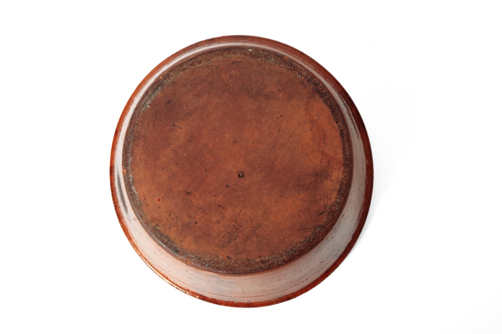LARGE GLAZED REDWARE BOWL. - 5