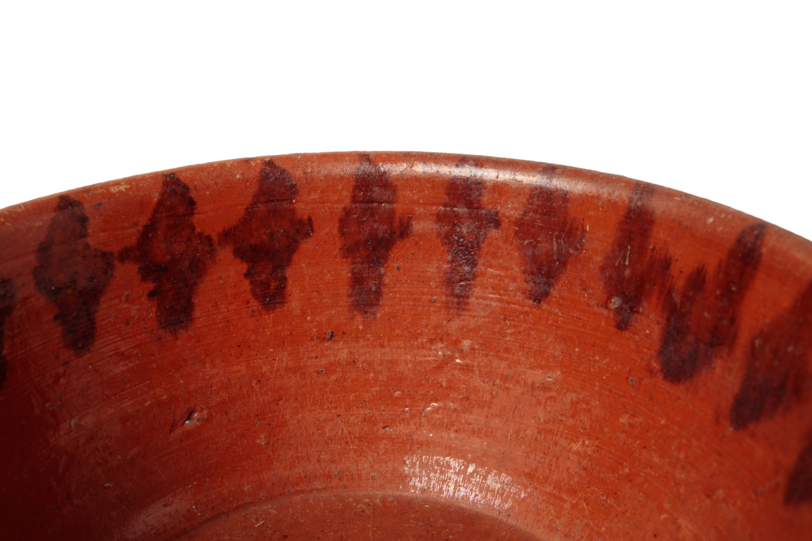 LARGE GLAZED REDWARE BOWL. - 6