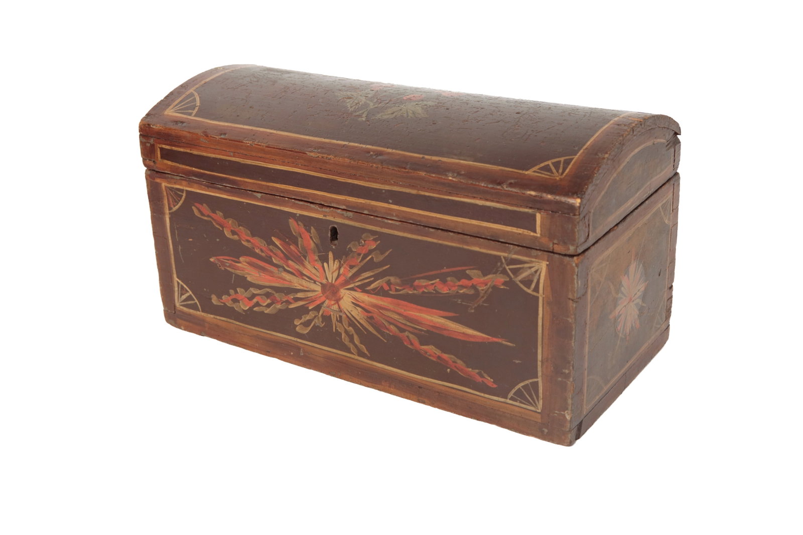 DOME TOP BOX WITH ORIGINAL PAINT DECORATION. (1 of 11)