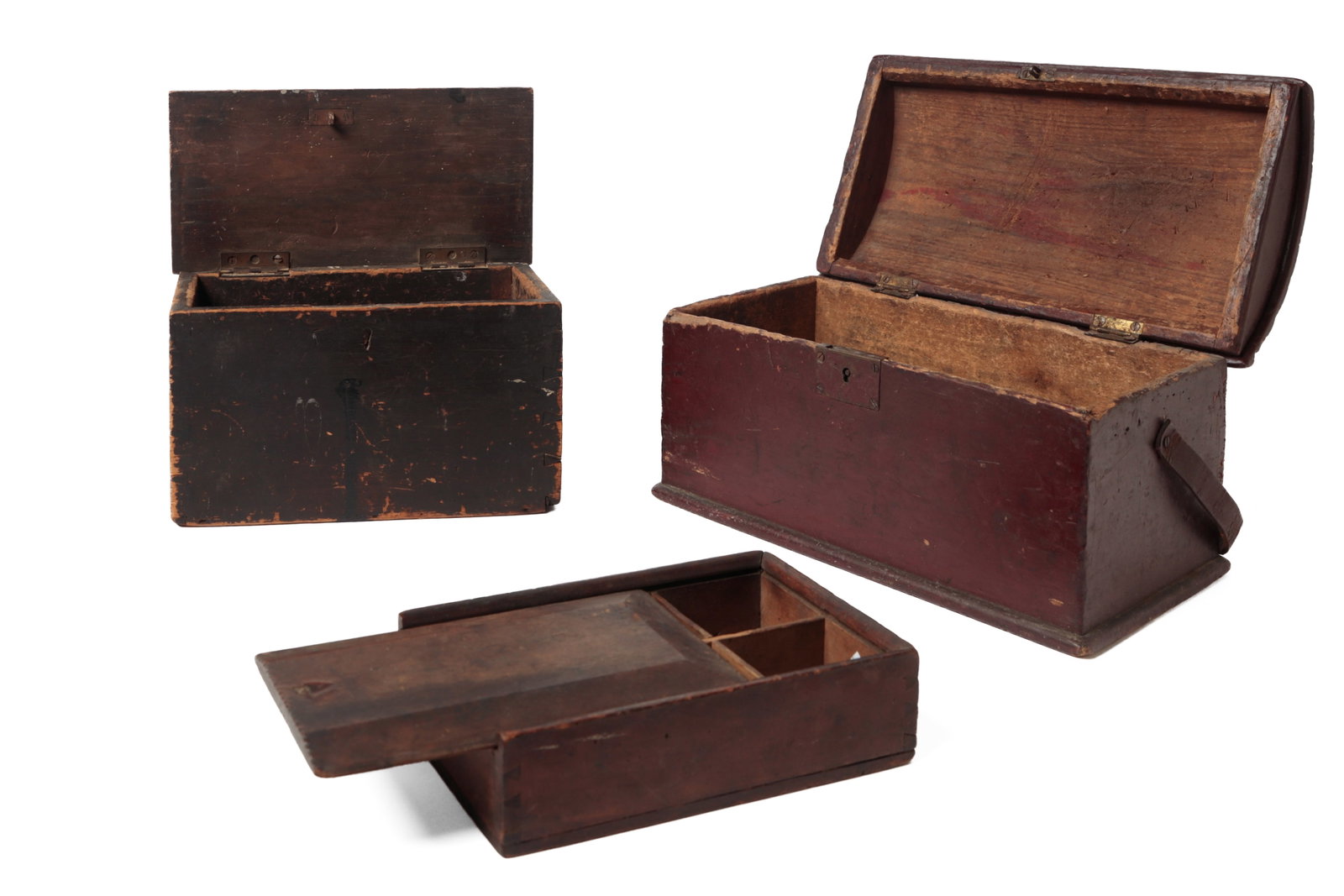 THREE WOOD BOXES. (1 of 20)