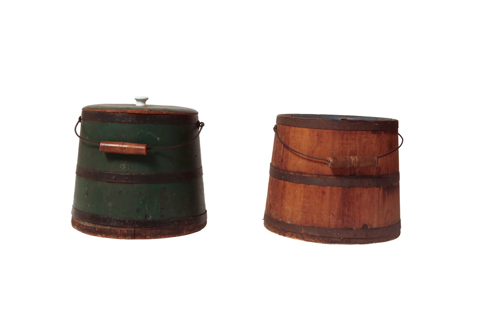 TWO STAVED BUCKETS IN ORIGINAL PAINT. - 3