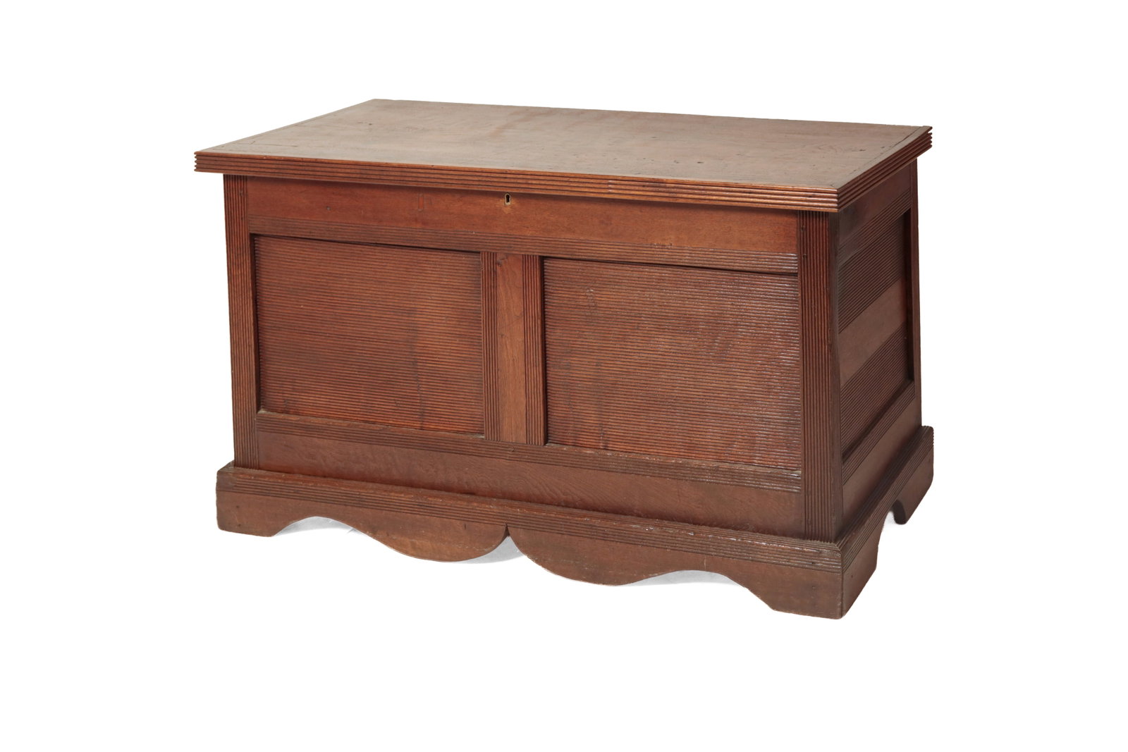 UNUSUAL WALNUT BLANKET CHEST. (1 of 11)
