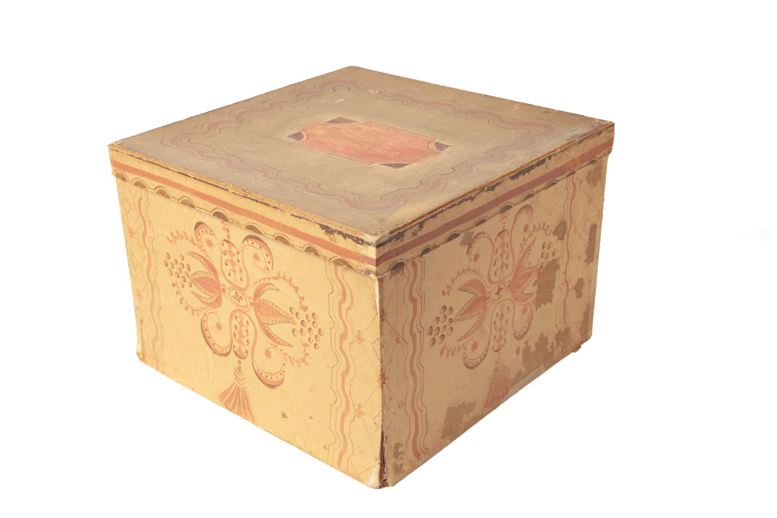 PAINTED LIDDED PAPER BOX. (1 of 9)