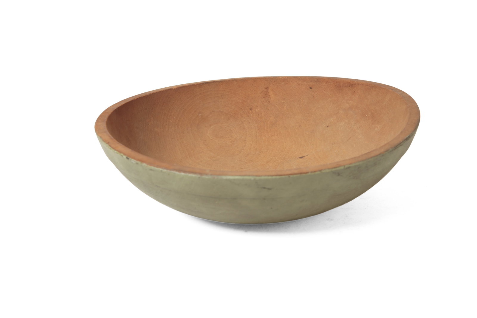 LARGE PAINTED TREENWARE BOWL. (1 of 8)