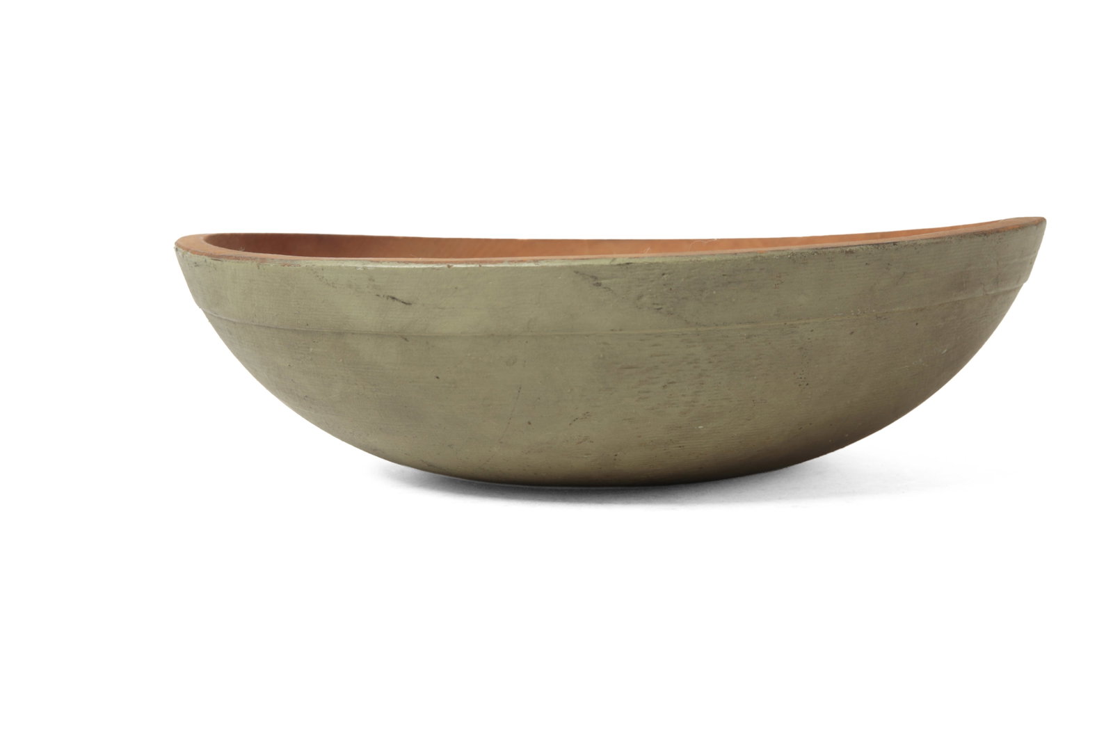 LARGE PAINTED TREENWARE BOWL. - 2