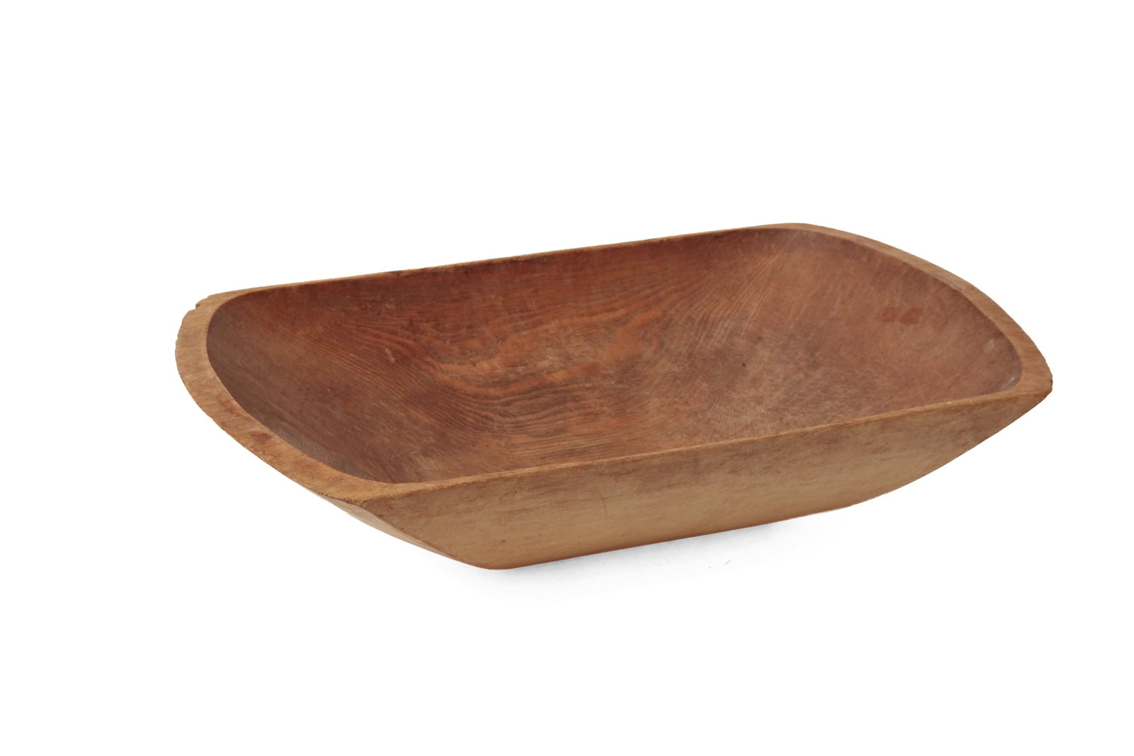 LARGE PAINTED ASH TRENCHER.: LARGE PAINTED ASH TRENCHER. American, 19th Century. Rectangular form with rounded corners with old yellow wash on exterior. Nice graining. 7"h. 18.5"w. 30"l.