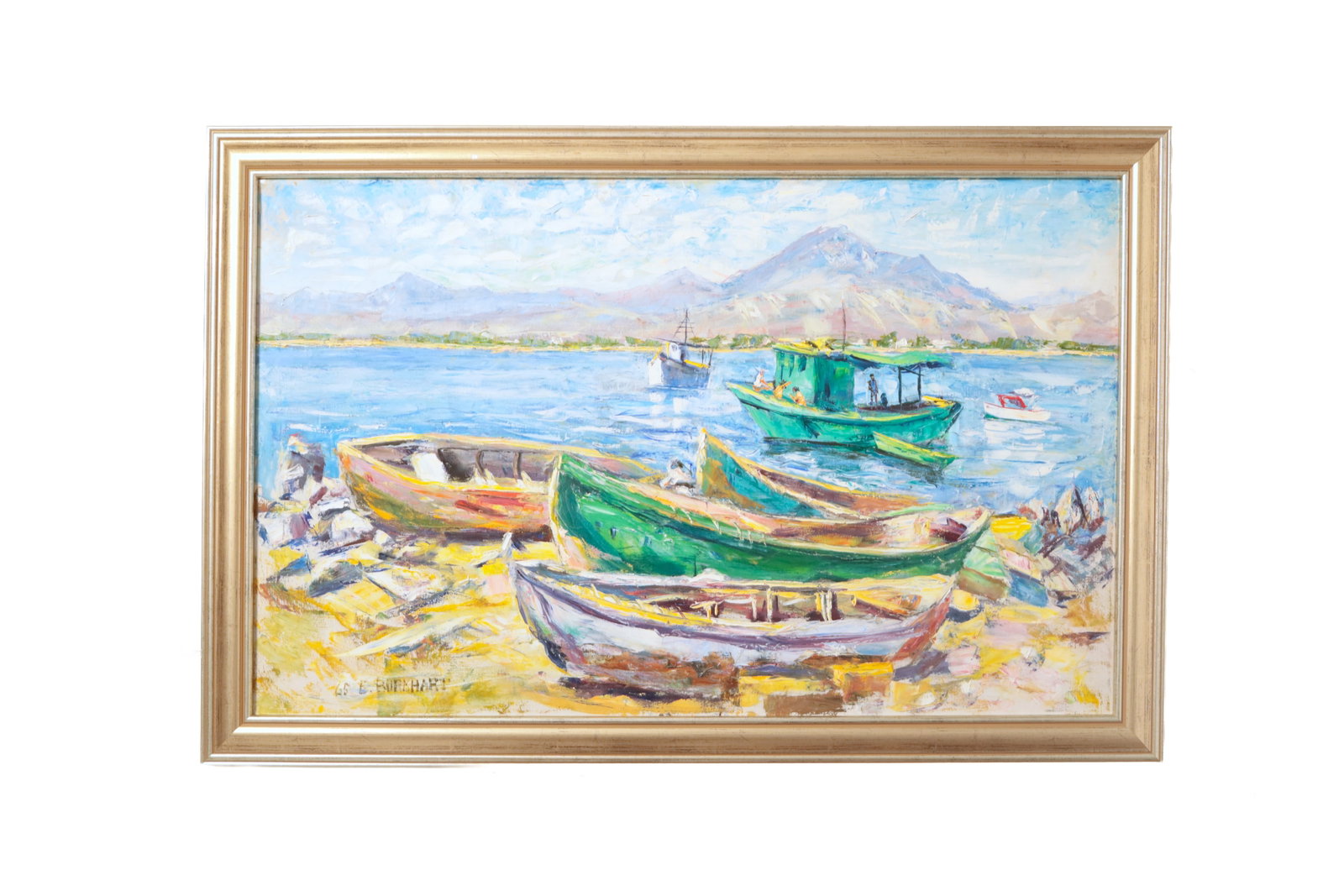 EMERSON BURKHART (OHIO, 1905 - 1969) OIL ON CANVAS HARBOR SCENE, DATED 1968. (1 of 8)