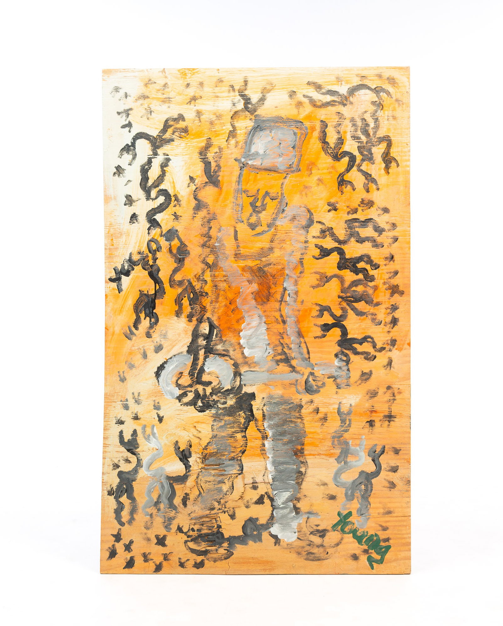 PURVIS YOUNG (MIAMI, FLORIDA, 1943-2010) OUTSIDER ART OIL ON BOARD OF GUITAR PLAYING MUSICIAN. (1 of 6)