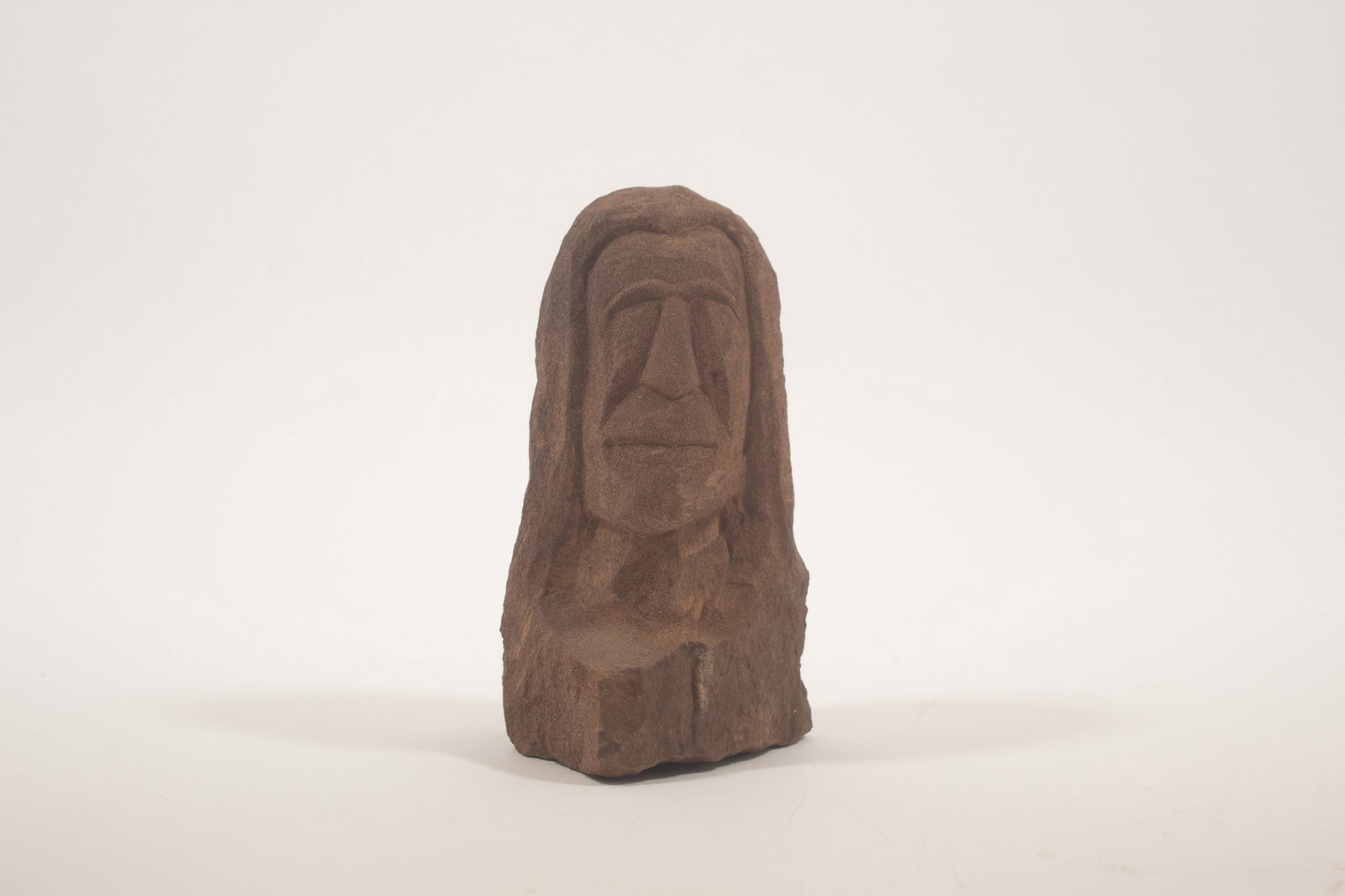 ERNEST "POPEYE" REED (OHIO, 1919-1985) FOLK ART CARVED STONE DIMINUTIVE NATIVE AMERICAN BUST. (1 of 5)