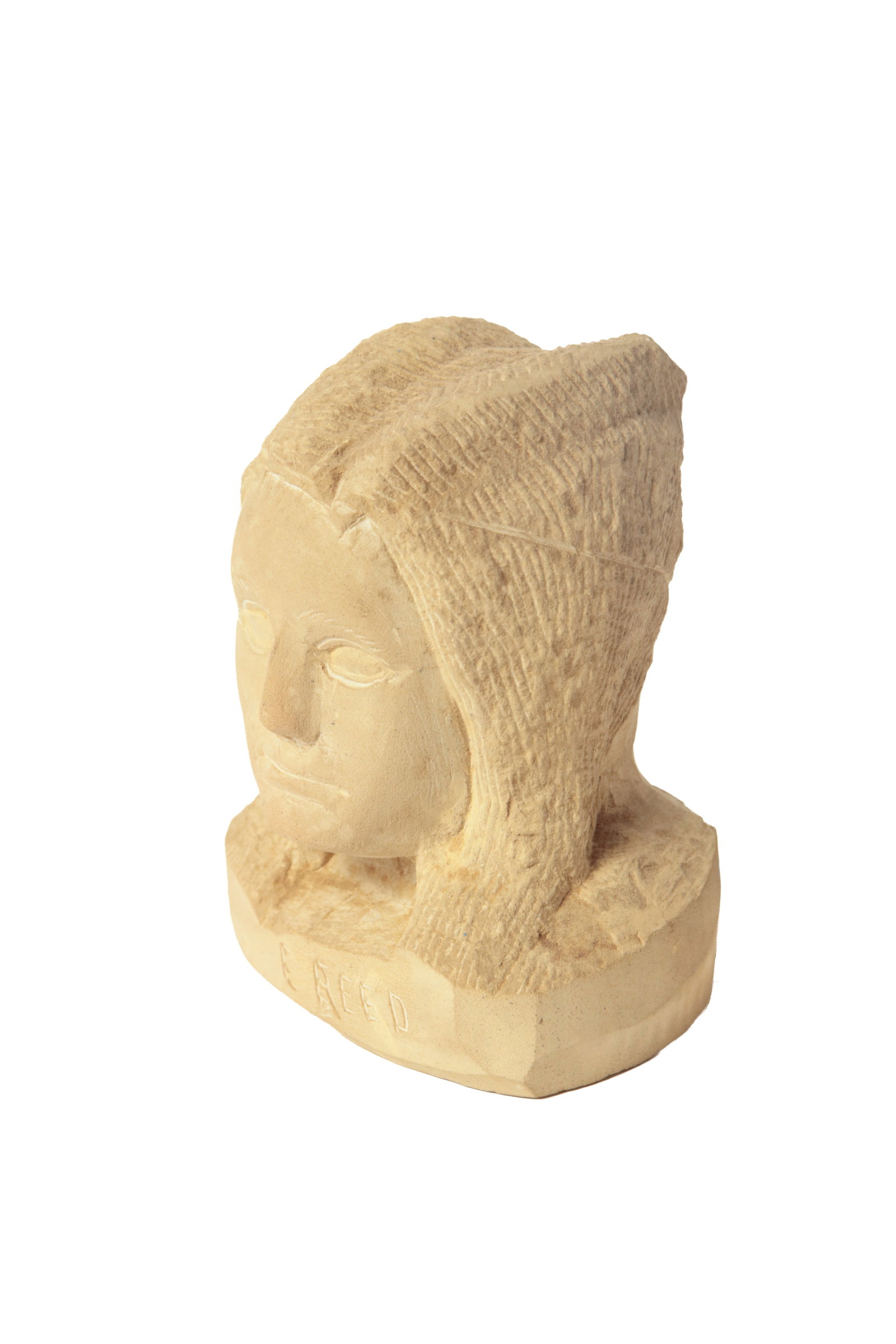 ERNEST "POPEYE" REED (OHIO, 1919-1985) FOLK ART CARVED STONE DIMINUTIVE NATIVE AMERICAN BUST (1 of 7)