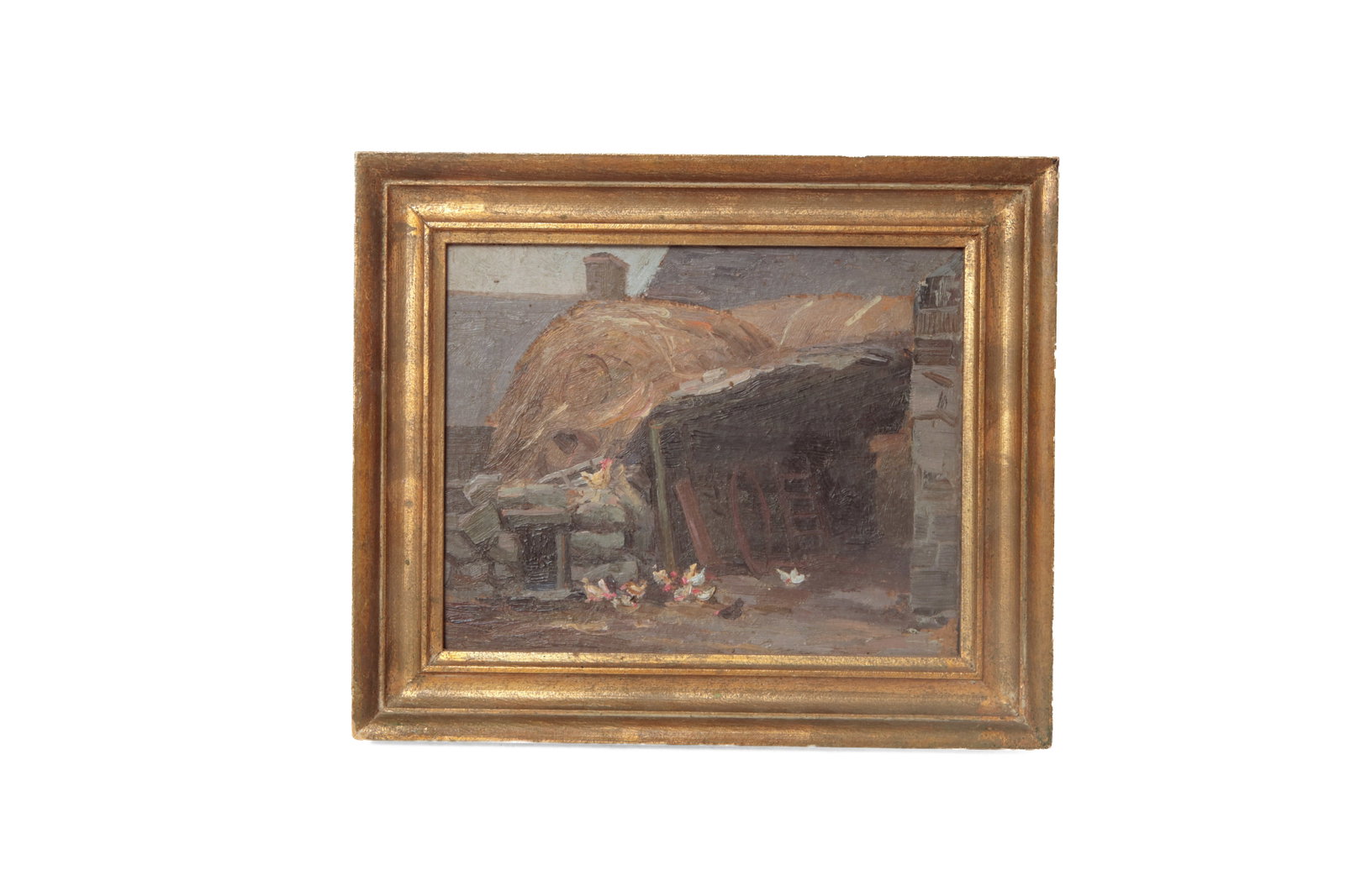 ARTHUR J. HAMMOND (AMERICAN, 1875 - 1947) OIL ON BOARD OF A FARMYARD SCENE. (1 of 3)