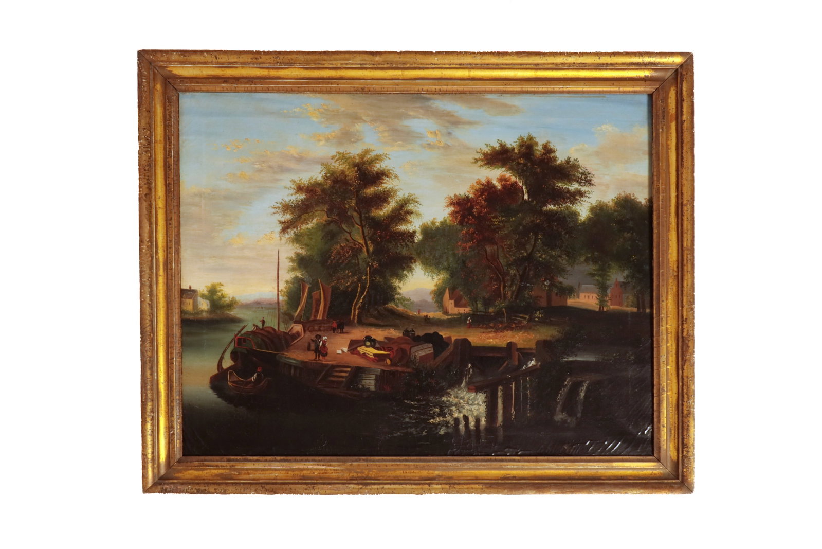 OIL ON CANVAS OF RIVER SCENE. (1 of 3)