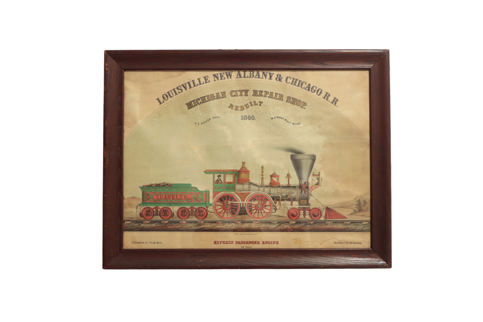 LOUISVILLE, NEW ALBANY & CHICAGO "TRAVELER" LOCOMOTIVE PRINT. (1 of 5)
