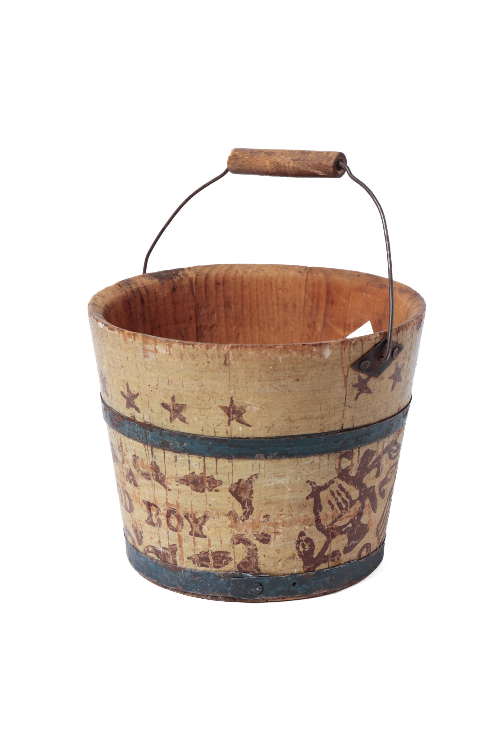 MINIATURE PAINTED AND STENCILED "GOOD BOY" PAIL. (1 of 8)