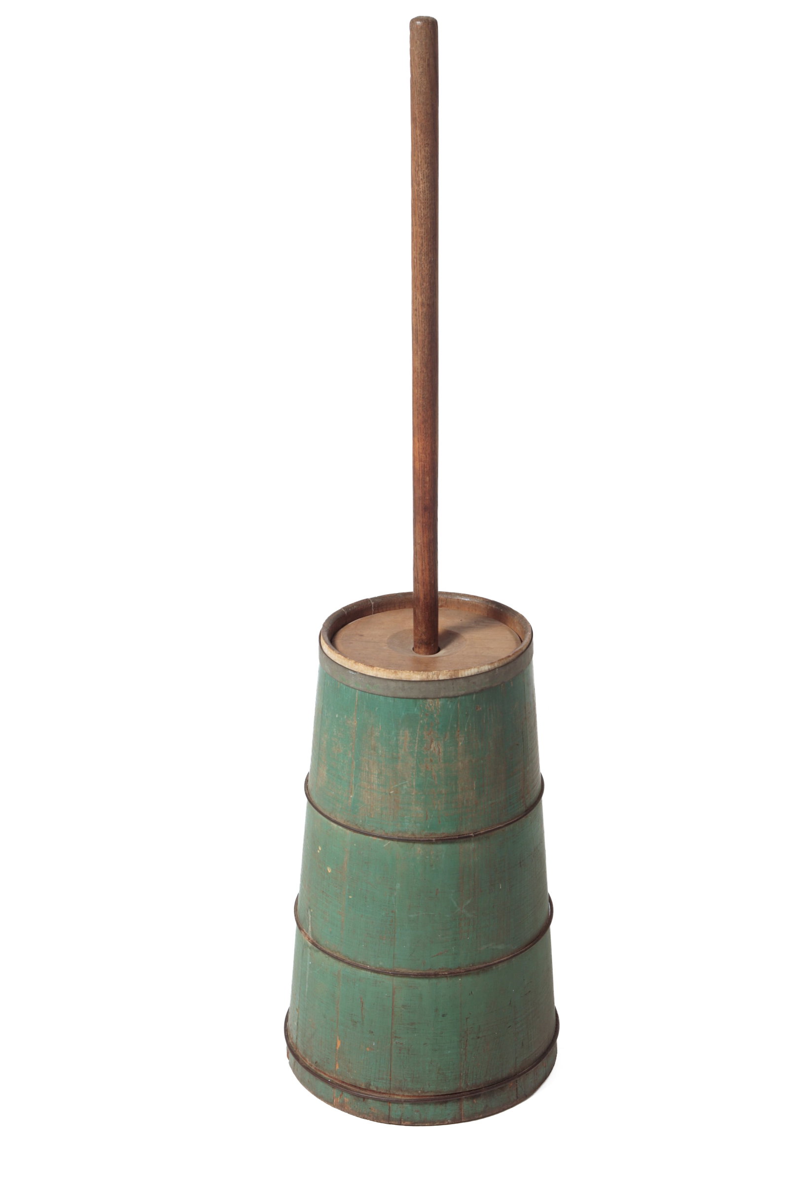 BLUE-GREEN PAINTED BUTTER CHURN. (1 of 7)